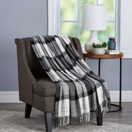 HASTINGS HOME Soft Throw Blanket, Oversized, Fluffy, Vintage-Look an Cashmere-Like Woven Acrylic (Phantom Plaid) 952210NTM